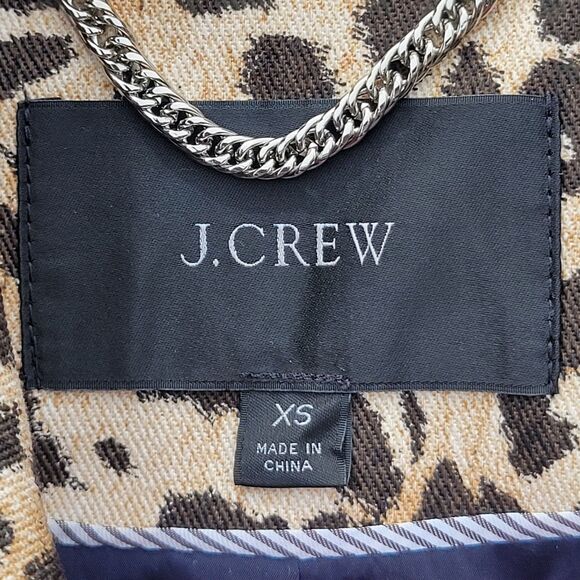 J Crew Collection XS Leopard Animal Print Short Belted Trench Coat BK634 - Picture 6 of 10